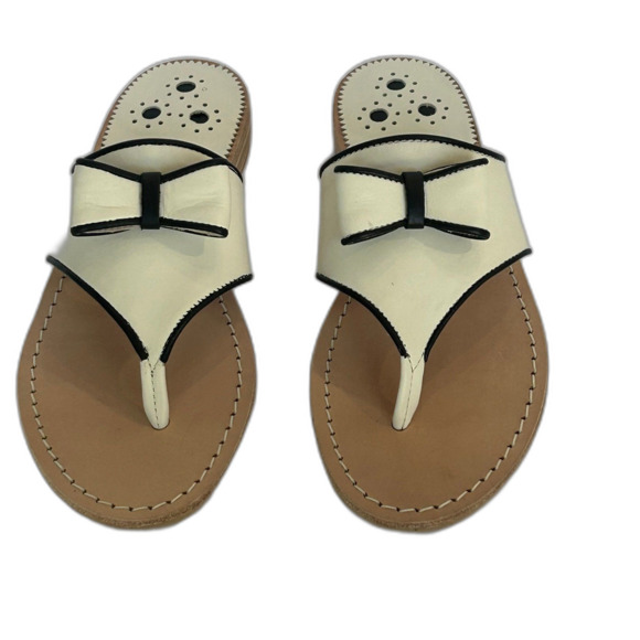 Jack Rogers Sandal’s Women’s Size 7.5M Color Cream Black Tan Made in Brazil - Picture 1 of 12